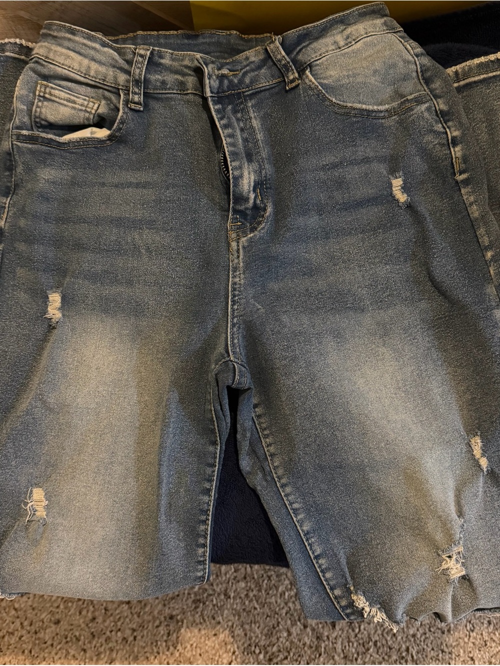 Women Distressed Blue Denim Jeans Shorts